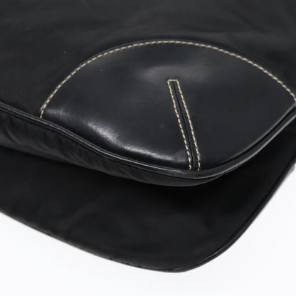 Prada Zip Messenger Bag Tessuto with Leather, BLACK, NYLON, Shoulder bag