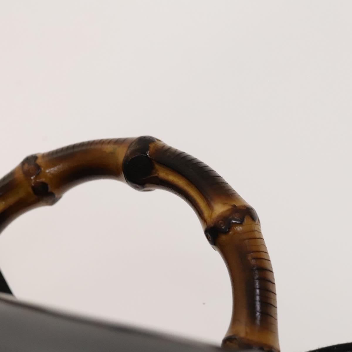 Gucci Vintage Bamboo Backpack Canvas and Leather, BLACK, CANVAS, Backpack