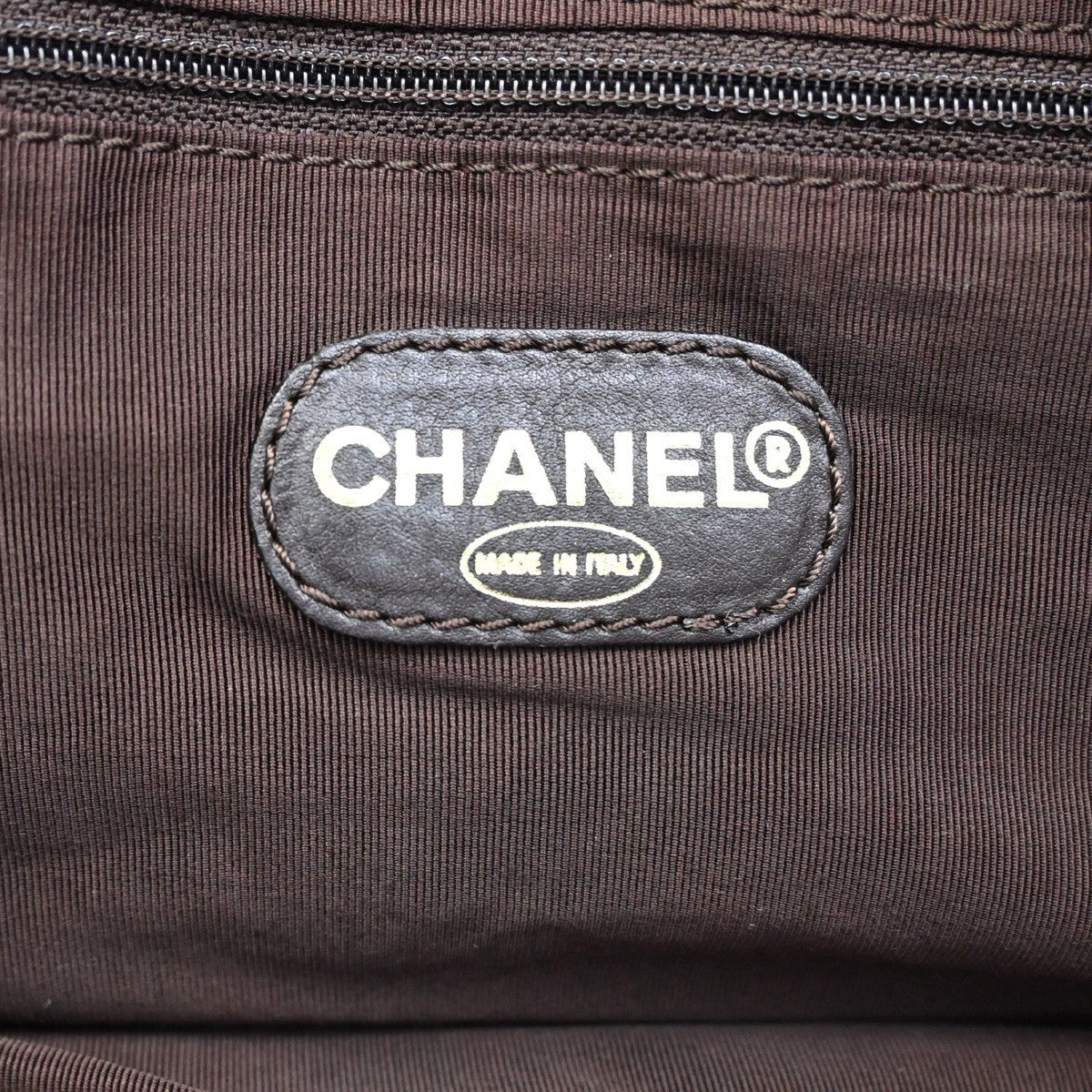 Chanel Vintage CC Tote Canvas with Leather, BEIGE, CANVAS, Tote bag