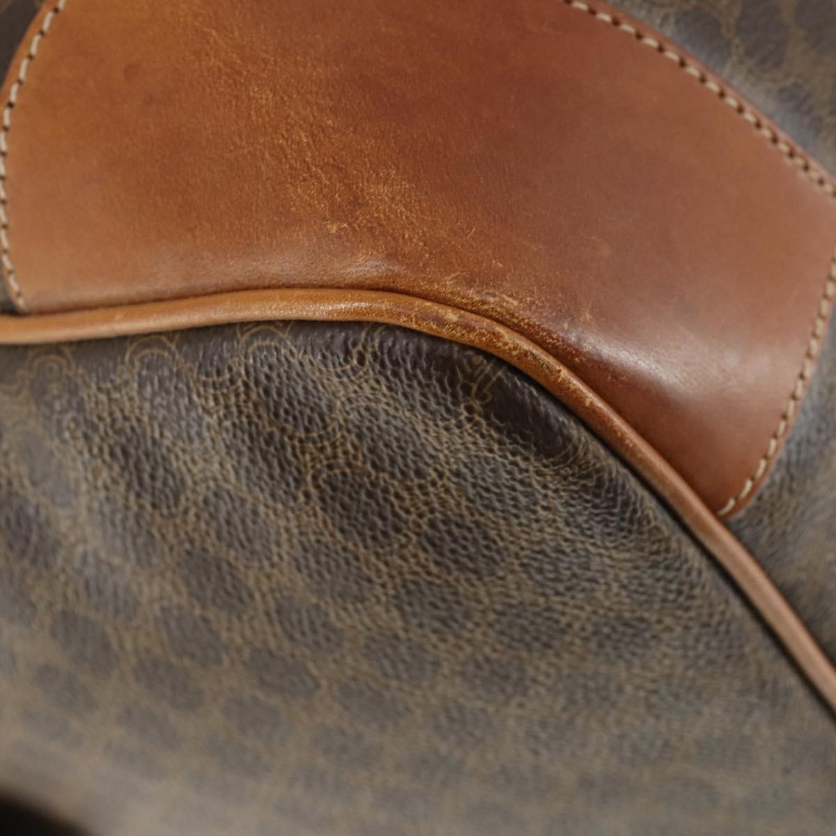 Celine Vintage Macadam Boston bag Canvas and Leather, BROWN, CANVAS, Travel bag