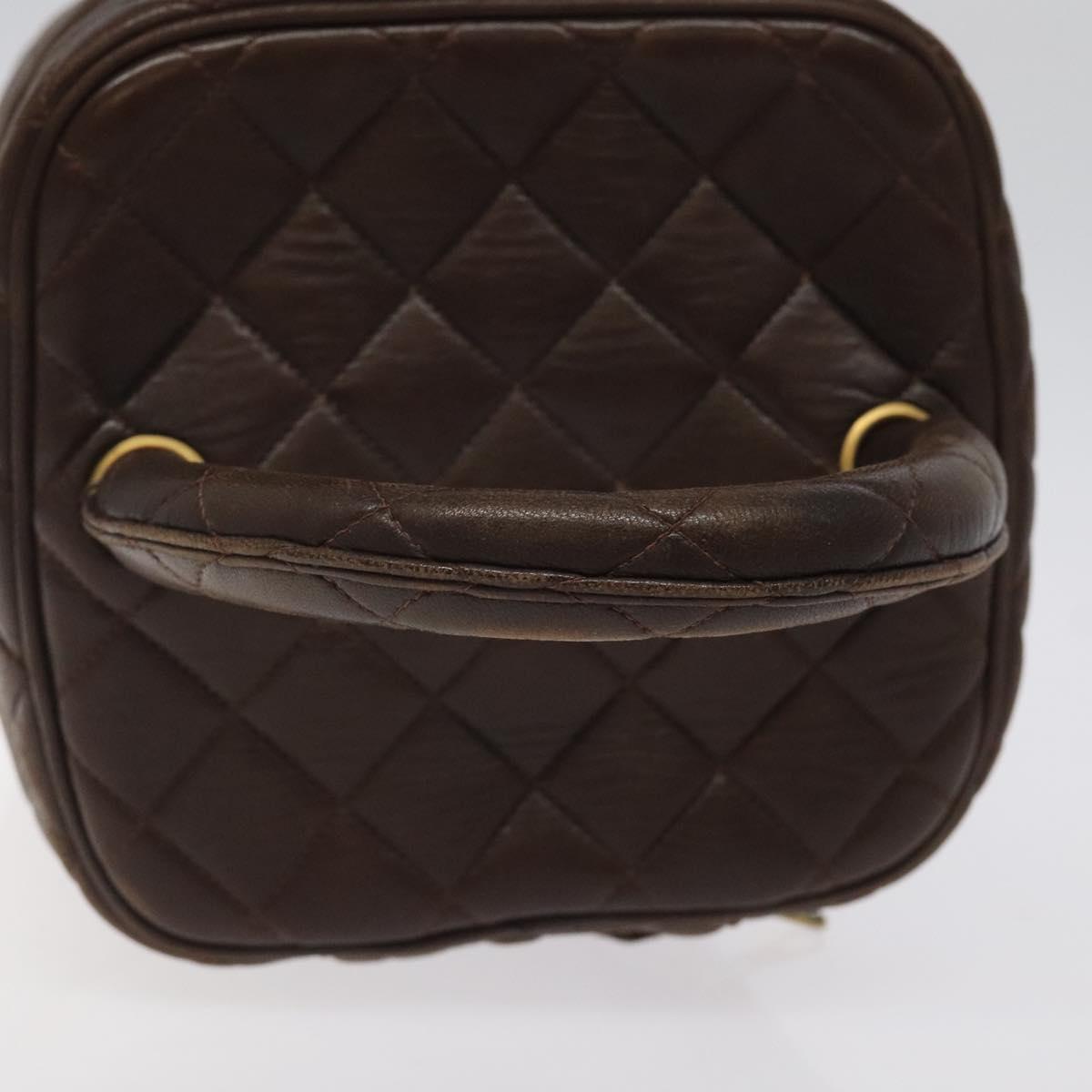 Chanel Vanity pouch Leather, BROWN, LEATHER, Toiletry Case