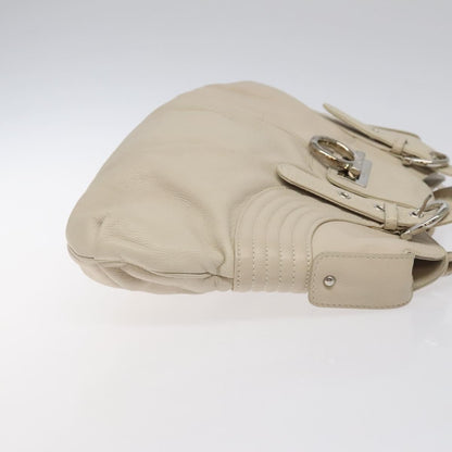 Salvatore Ferragamo Gancini handbag Leather, WHITE, LEATHER, Handbag
