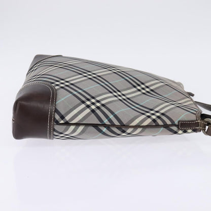 Burberry Nova Check Blue Label Canvas, Gray, Nylon, Shoulder Bag