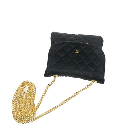 Chanel CC Logo Micro Matelasse Shoulder Bag Pouch Canvas, BLACK, CANVAS, Shoulder bag