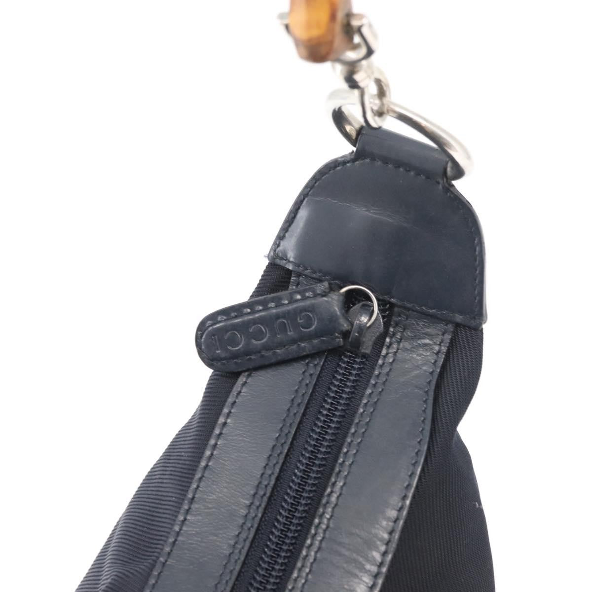 Gucci Vintage Bamboo Hobo Nylon, Navy, Nylon, Shoulder Bag