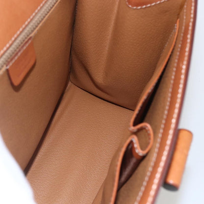 Celine Vintage Macadam Handbag Canvas and Leather, BEIGE, CANVAS, Handbag