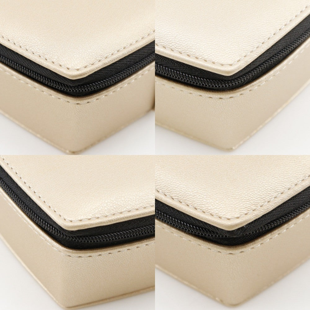 Chanel Sabri Mage Pouch Leather, GOLD, LEATHER, Clutche & pouche