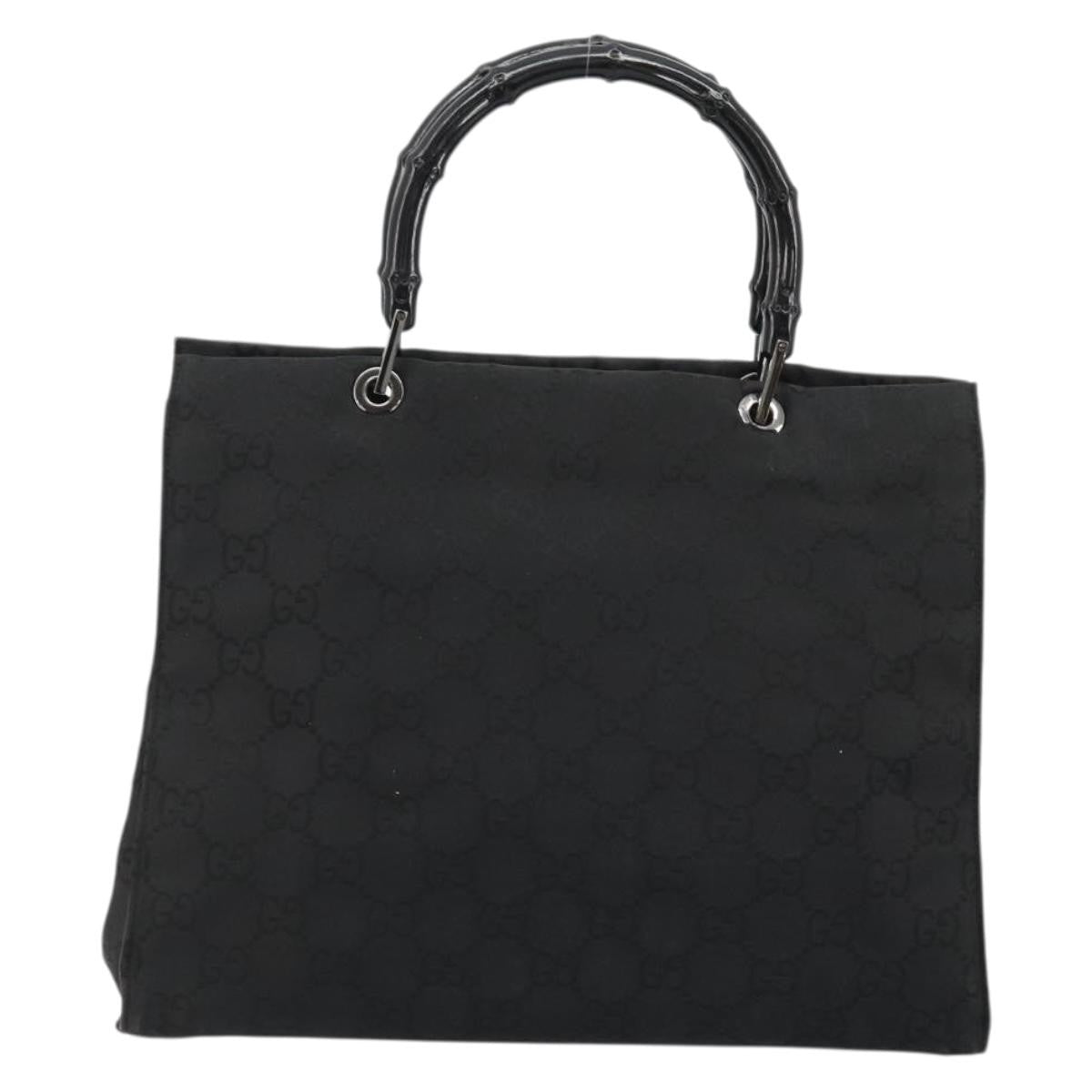 Gucci Vintage Bamboo Handle Tote GG Canvas, Black, Canvas, Tote Bag