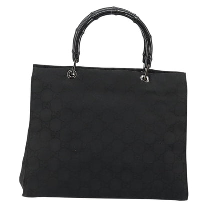 Gucci Vintage Bamboo Handle Tote GG Canvas, Black, Canvas, Tote Bag