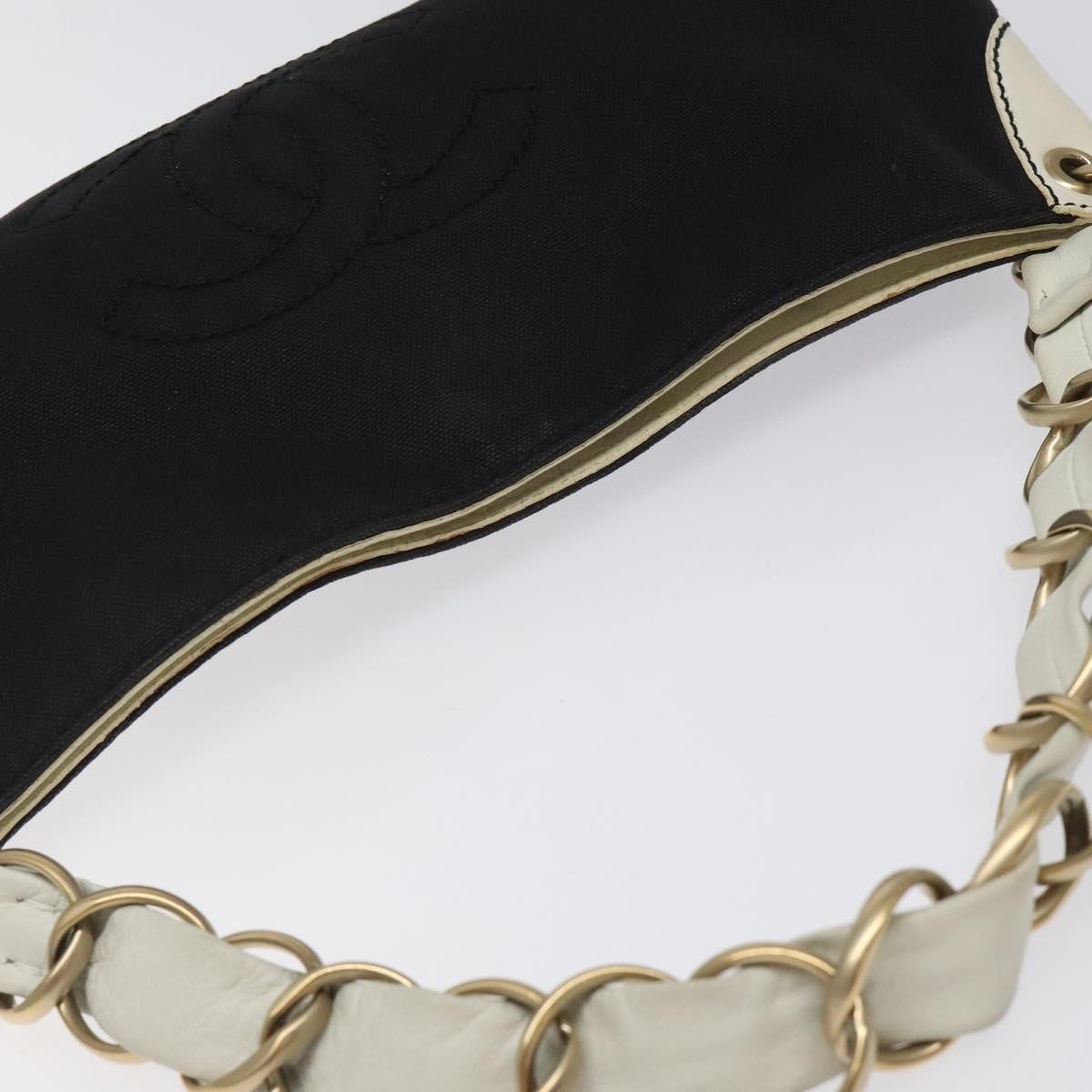 Chanel Vintage Olsen CC Chain Shoulder Bag Canvas and Leather, BLACK, CANVAS, Shoulder bag