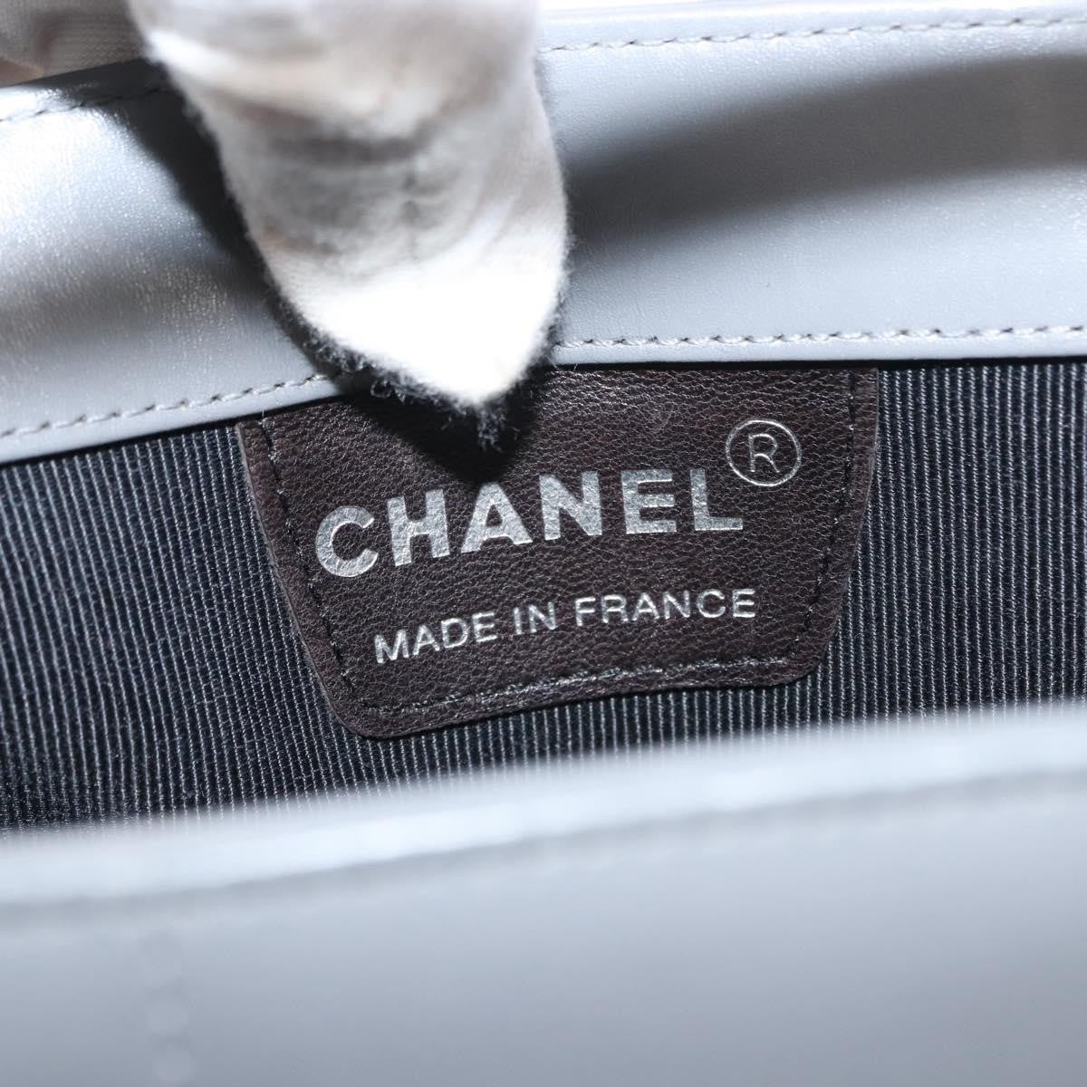 Chanel Vintage Chocolate Bar Metal Ring Tote Quilted Lambskin, GRAY, LEATHER, Tote bag