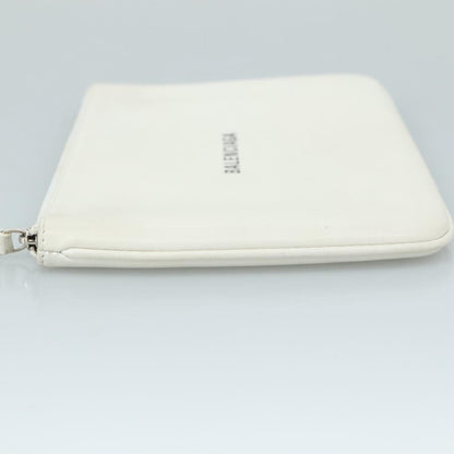 Balenciaga Everyday Logo Pouch Printed Leather, WHITE, LEATHER, Clutche & pouche