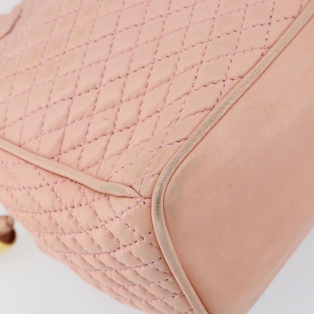 Bally Vintage Handbag Quilted Leather, PINK, LEATHER, Handbag