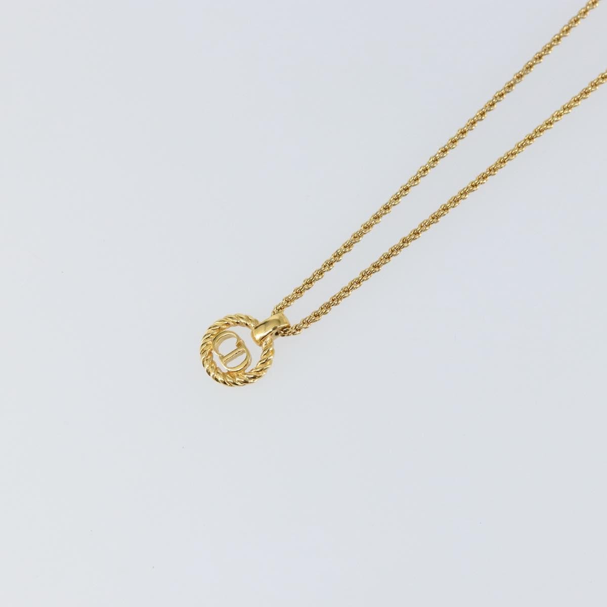 Christian Dior CD Round Pendant Necklace Metal, Gold, Metal, Necklace