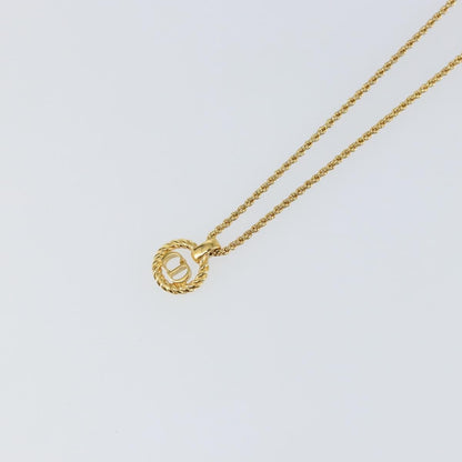 Christian Dior CD Round Pendant Necklace Metal, Gold, Metal, Necklace