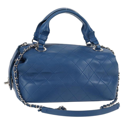 Chanel Doctor Bowling Bag Quilted Calfskin, BLUE, LEATHER, Handbag