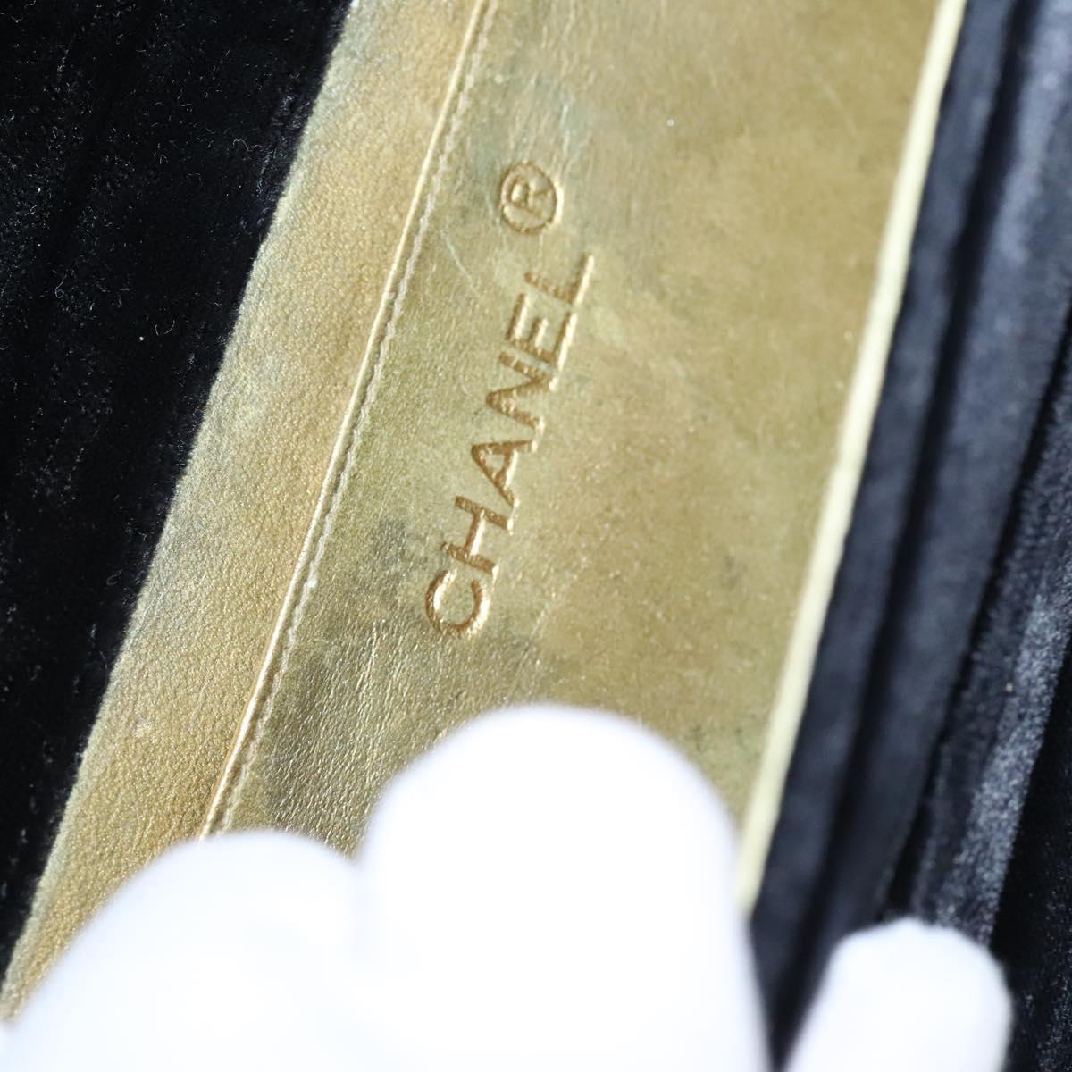 Chanel Wallet on Chain Quilted Velvet, BLACK, VELVET, Shoulder bag