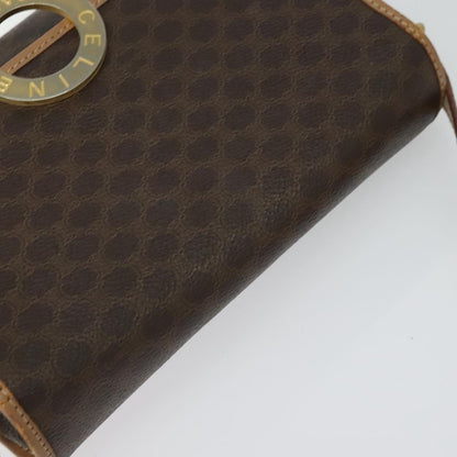 Celine Vintage Macadam Circle Logo Shoulder Bag Canvas and Leather, Brown, Canvas, Shoulder Bag