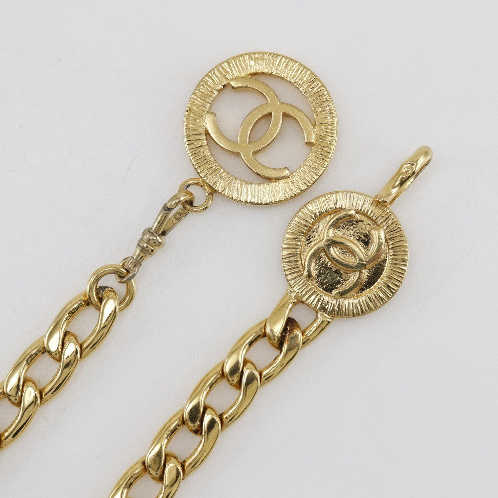 Chanel Vintage CC Chain Belt Metal and Leather, GOLD, GOLD_PLATED, Belts