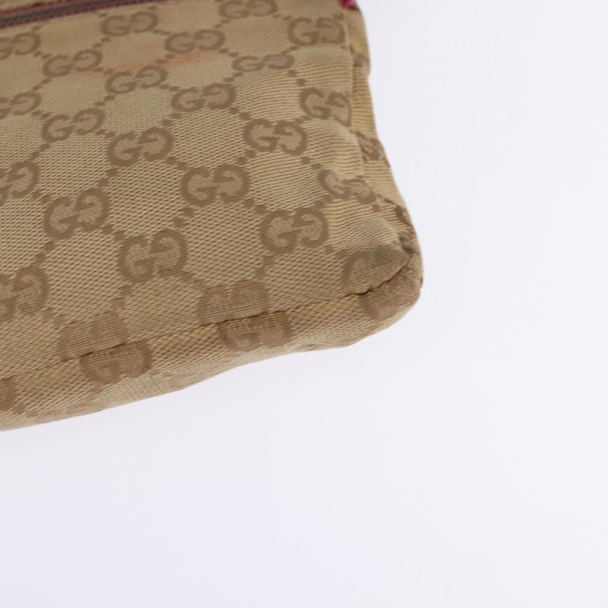 Gucci Vintage Double Belt Bag GG Canvas with Leather, Beige, Canvas, Crossbody Bag