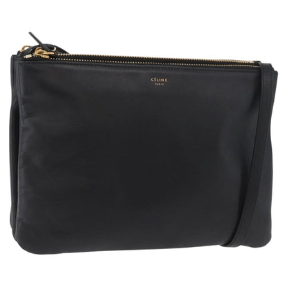 Celine Trio Crossbody Bag Leather, Black, Leather, Shoulder Bag