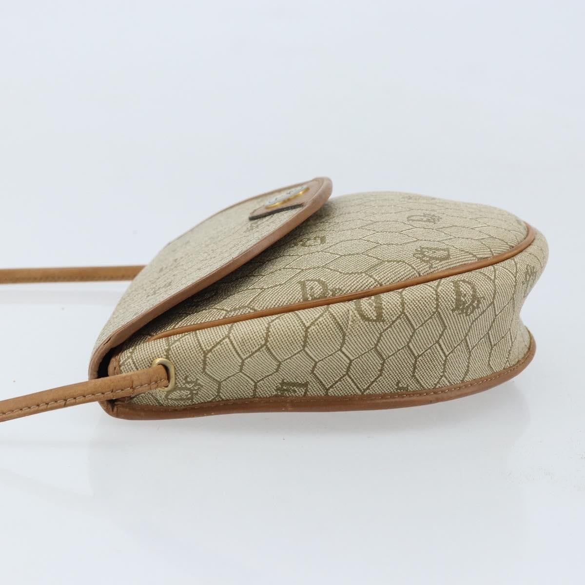 Christian Dior Vintage Honeycomb Shoulder Bag Canvas and Leather, BEIGE, CANVAS, Shoulder bag
