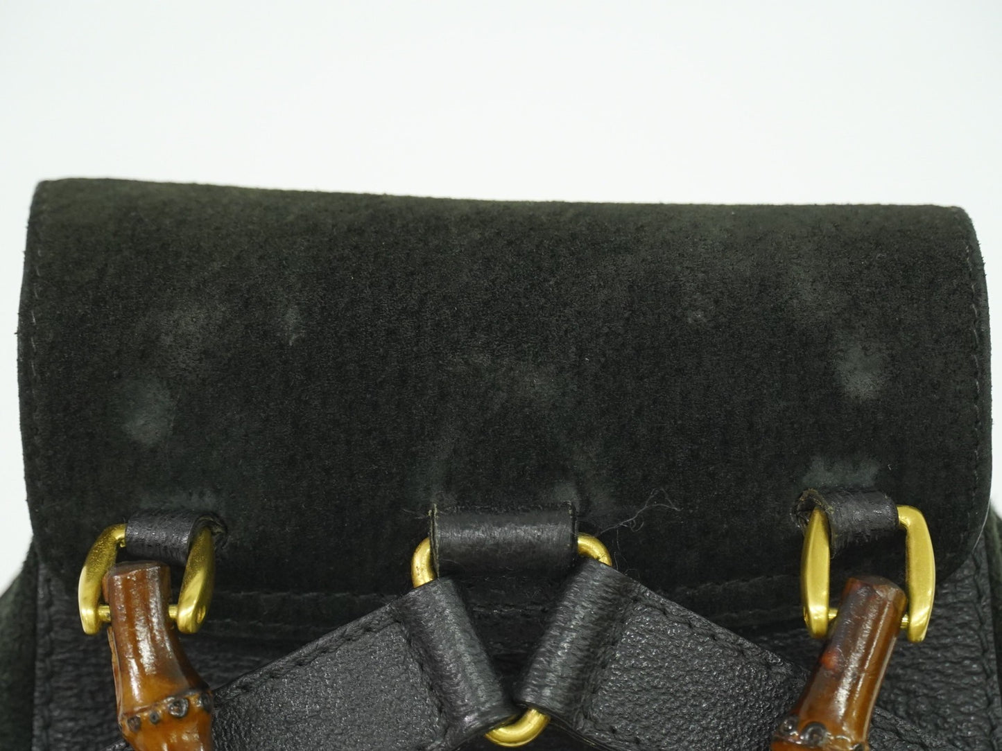 Gucci Vintage Bamboo Backpack Suede, BLACK, SUEDE, Backpack