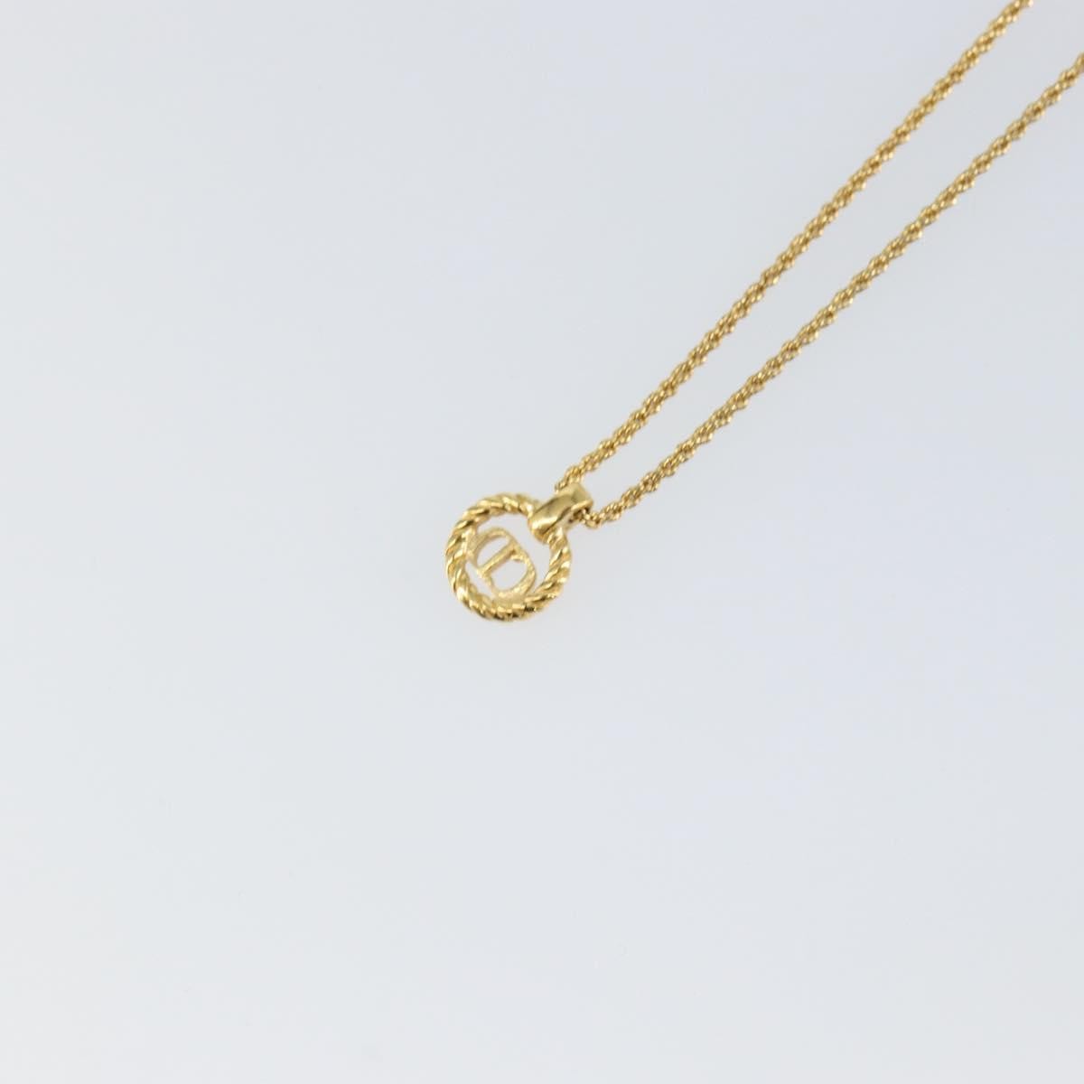 Christian Dior CD Round Pendant Necklace Metal, Gold, Metal, Necklace
