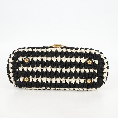 Salvatore Ferragamo Margot Satchel Braided Fabric, WHITE, POLYESTER, Handbag