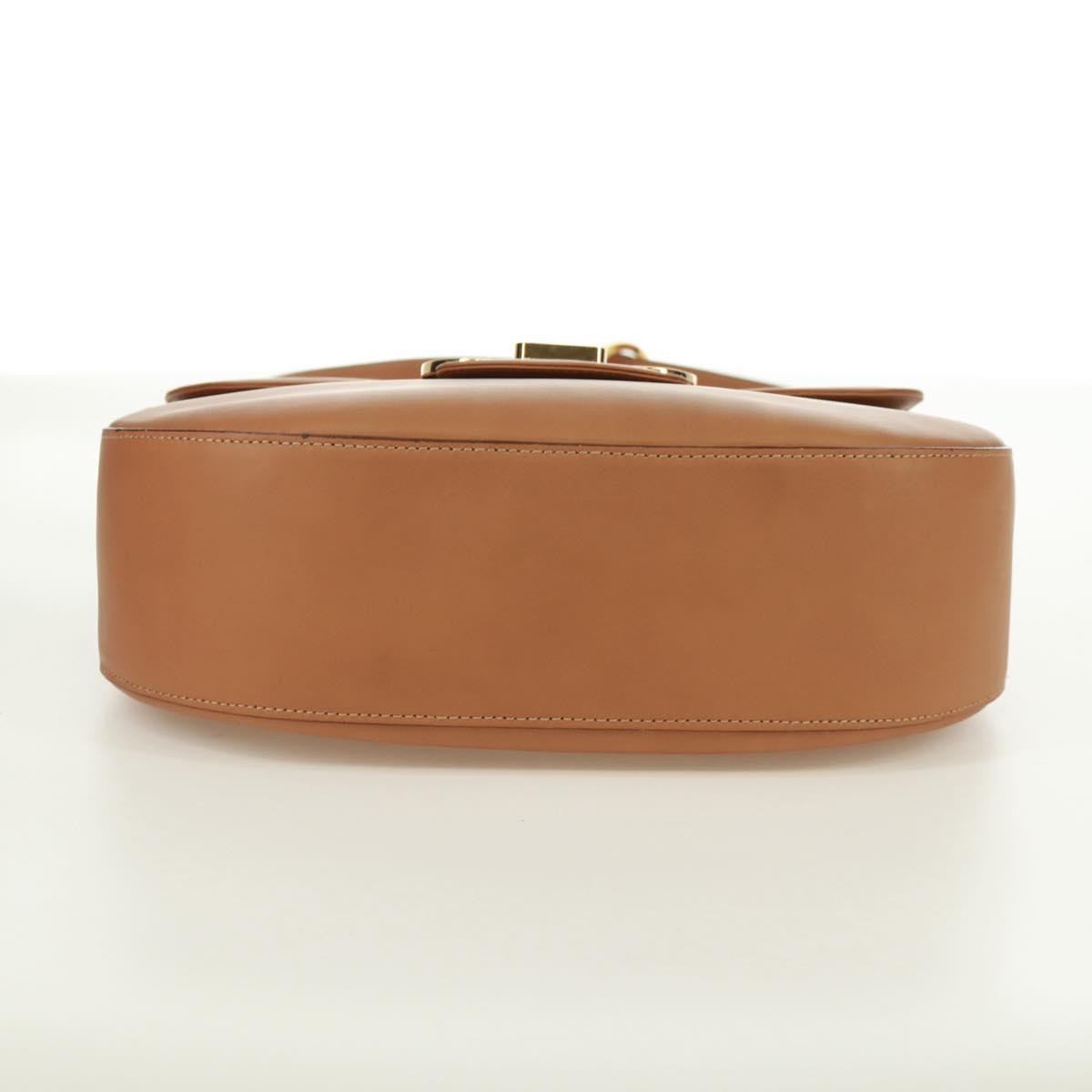 Salvatore Ferragamo Gancini Shoulder Bag Leather, BROWN, LEATHER, Shoulder bag