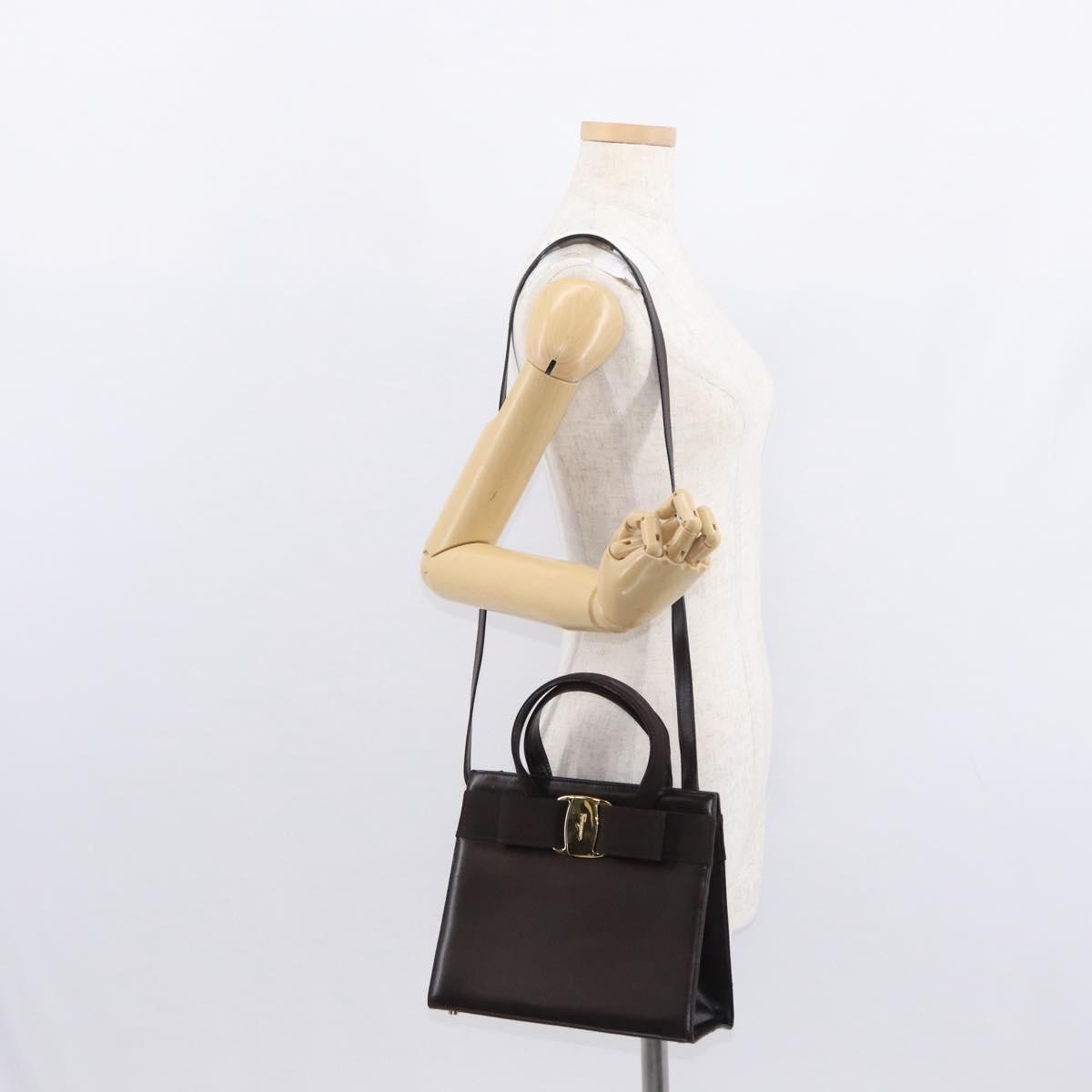 Salvatore Ferragamo Convertible Vara Bow Tote Leather, BROWN, LEATHER, Handbag