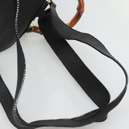 Gucci Vintage Bamboo Backpack Suede and Leather, Black, Suede, Backpack