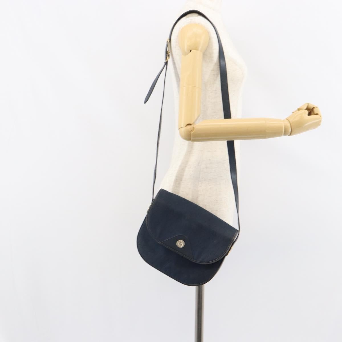 Christian Dior Vintage Honeycomb Shoulder Bag Canvas, NAVY, CANVAS, Shoulder bag