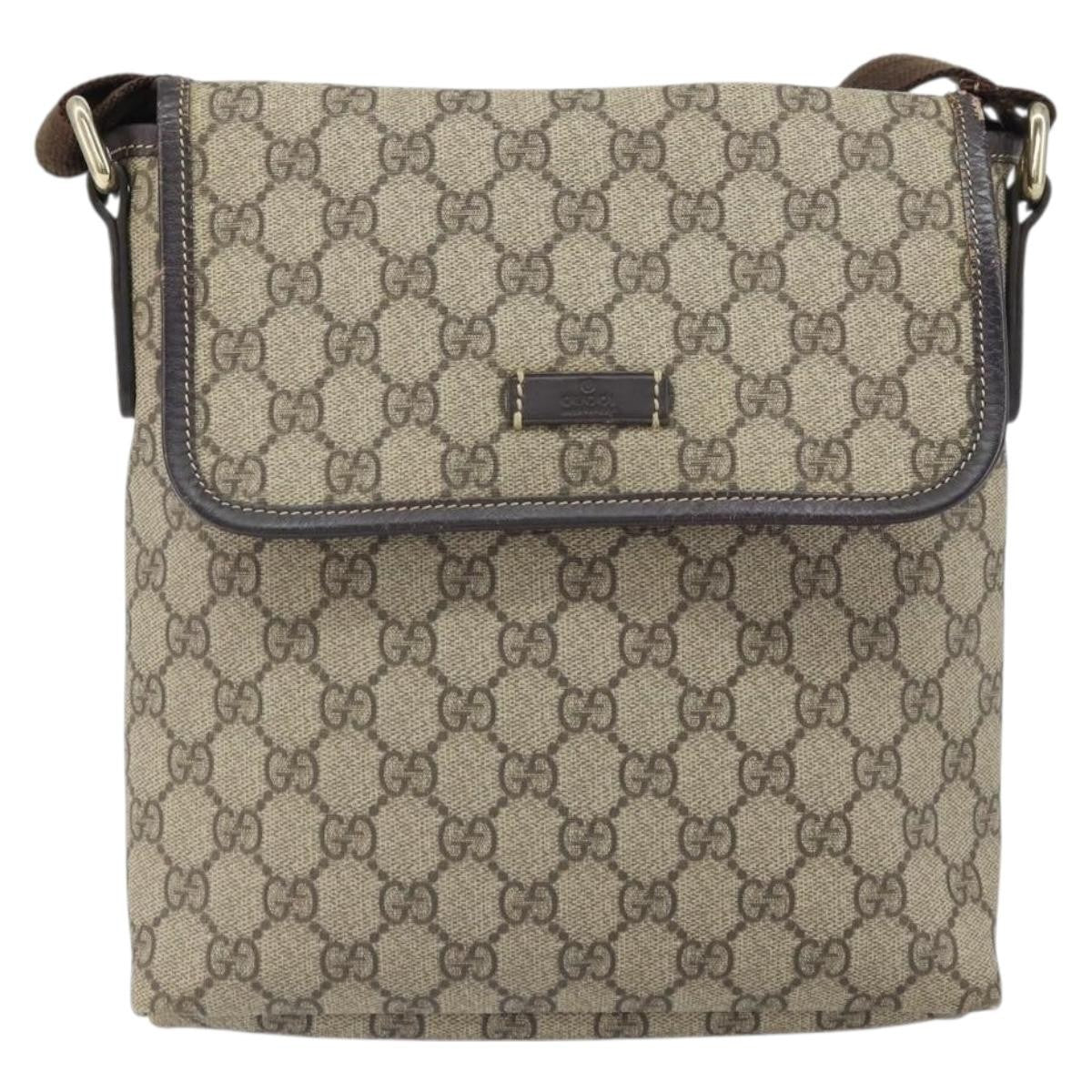 Gucci Flap Messenger GG Coated Canvas, BEIGE, CANVAS, Shoulder bag