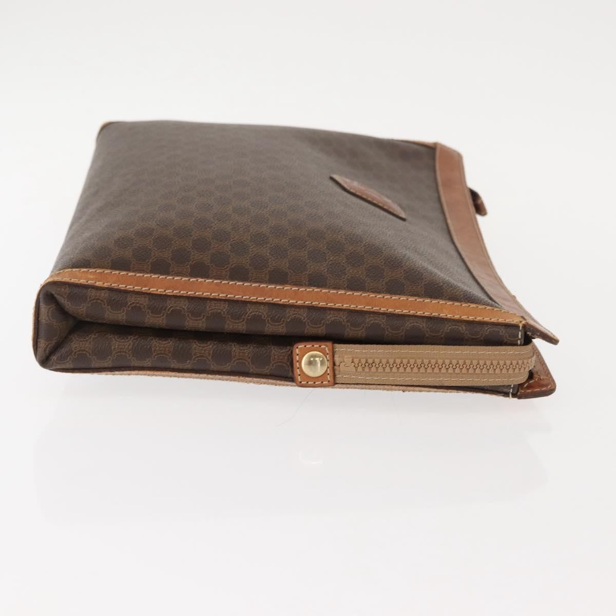 Celine Macadam Pochette Canvas and Leather, BROWN, CANVAS, Clutche & pouche