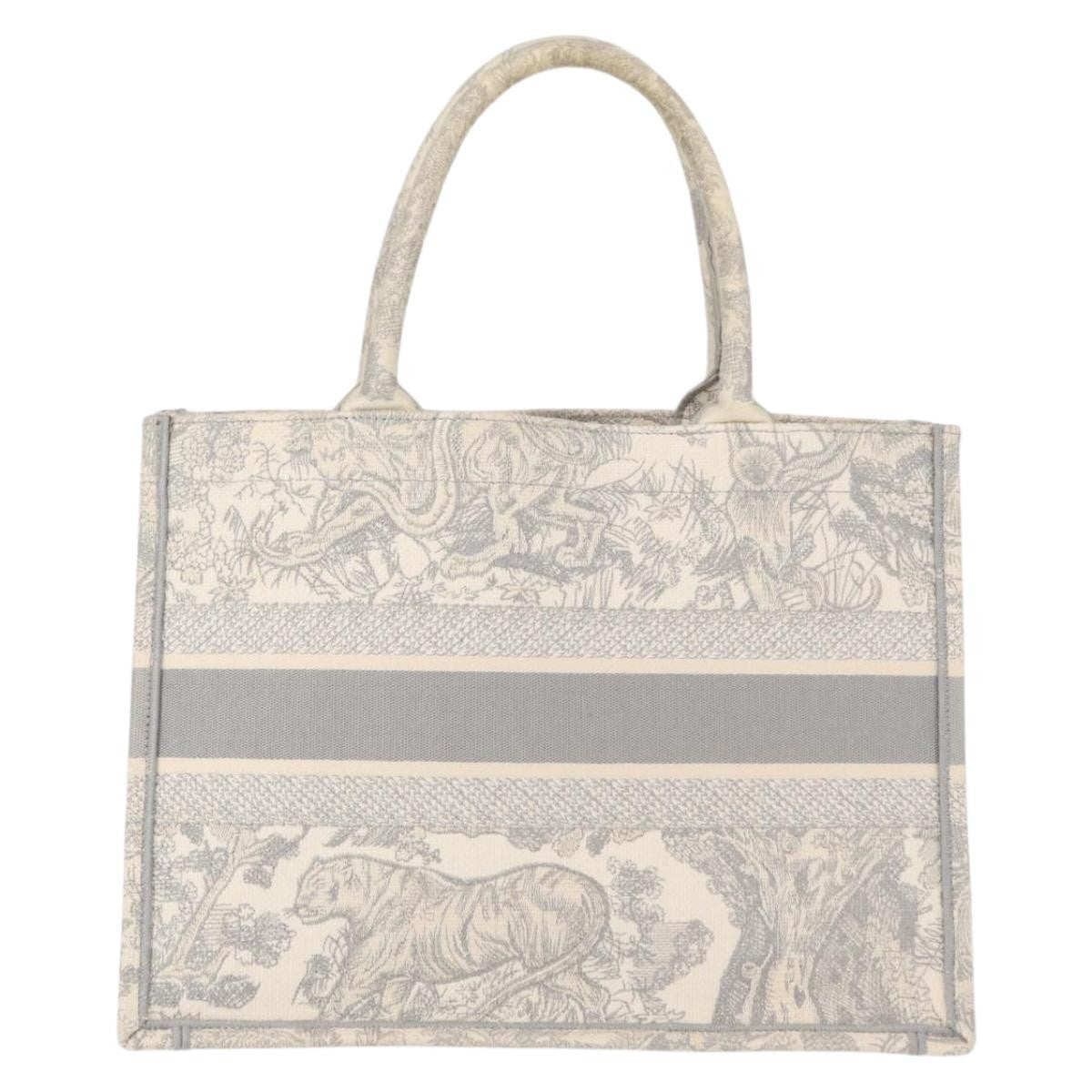 Christian Dior Book Tote Embroidered Canvas, GRAY, CANVAS, Tote bag