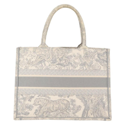 Christian Dior Book Tote Embroidered Canvas, GRAY, CANVAS, Tote bag
