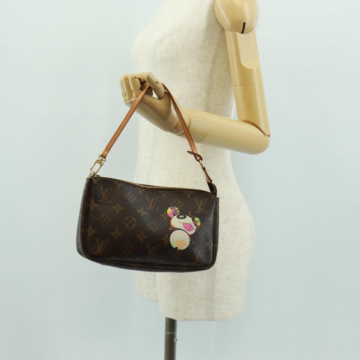 Louis Vuitton Pochette Accessoires Limited Edition Monogram Murakami Panda, BROWN, CANVAS, Clutche & pouche