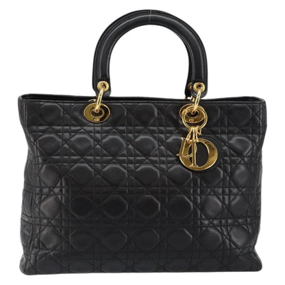 Christian Dior Vintage Lady Dior Bag Cannage Quilt Lambskin, BLACK, LEATHER, Handbag