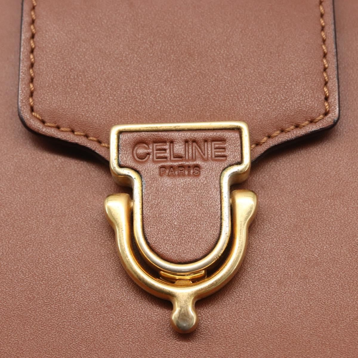 Celine Vintage Shoulder Bag Leather, BROWN, LEATHER, Shoulder bag
