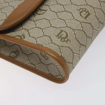 Christian Dior Vintage Honeycomb Flap Crossbody Bag Coated Canvas, BEIGE, CANVAS, Crossbody bag