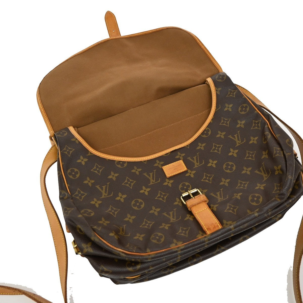 Louis Vuitton Saumur Handbag Monogram Canvas, BROWN, LEATHER, Shoulder bag