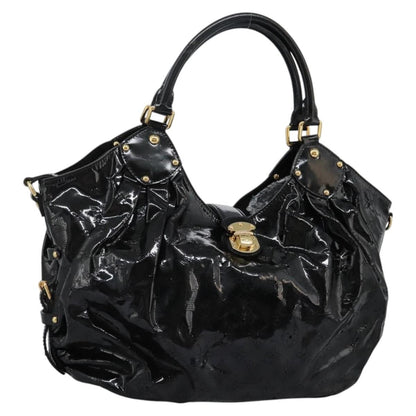 Louis Vuitton L Hobo Surya Leather, Black, Patent Leather, Handbag