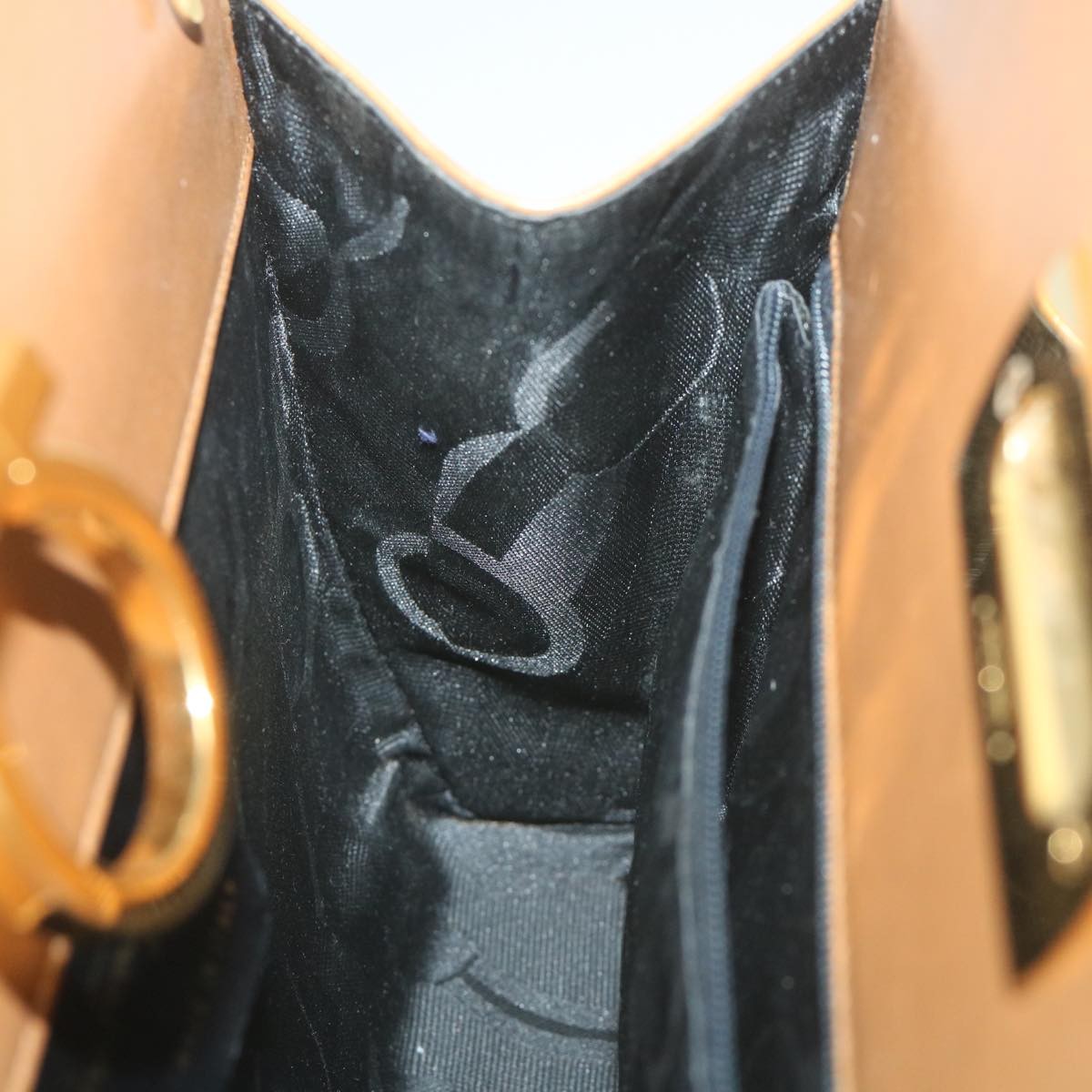 Salvatore Ferragamo Vintage Gancini Chain Shoulder Bag Leather, BROWN, LEATHER, Shoulder bag