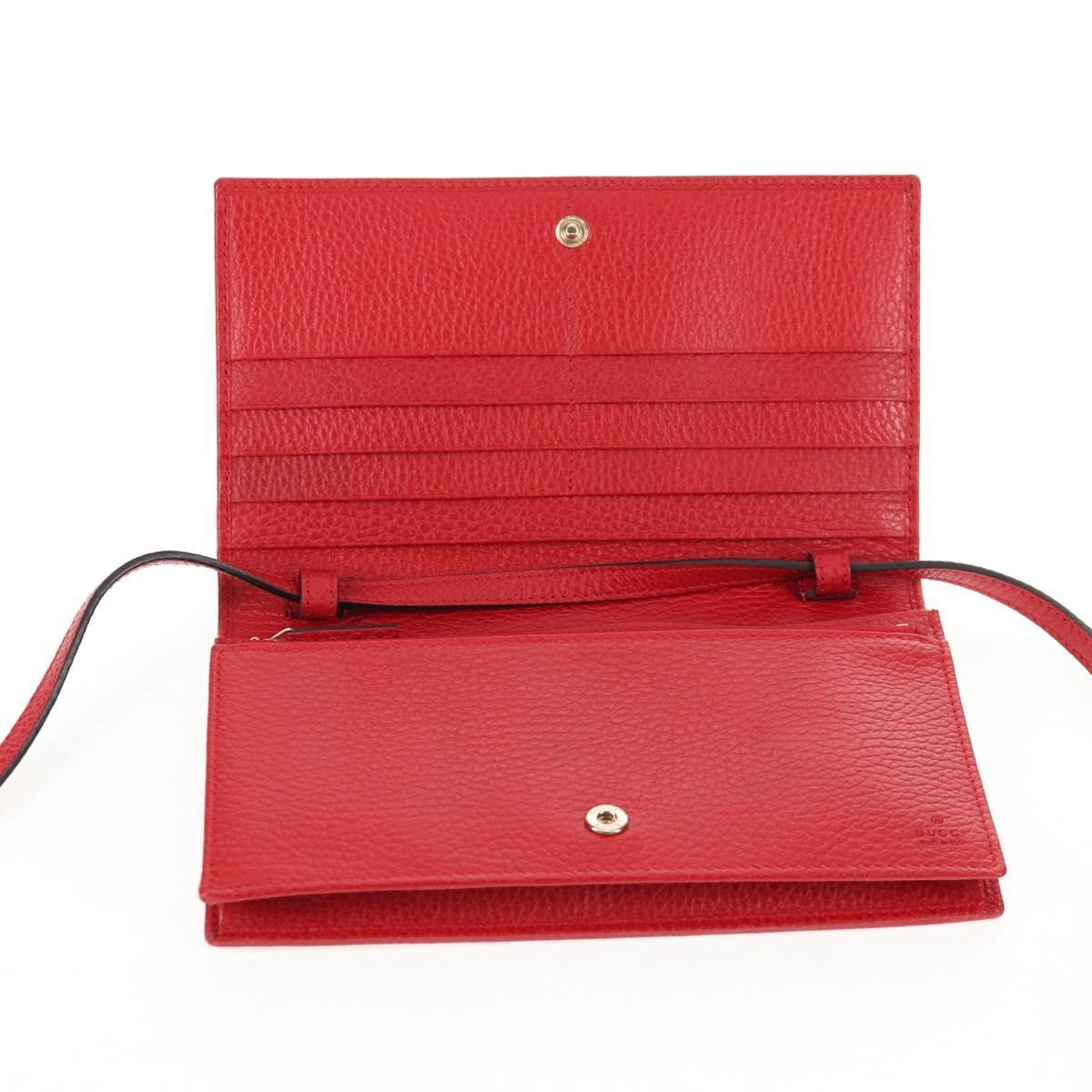 Gucci Wallet on Strap Leather, RED, LEATHER, Wallets