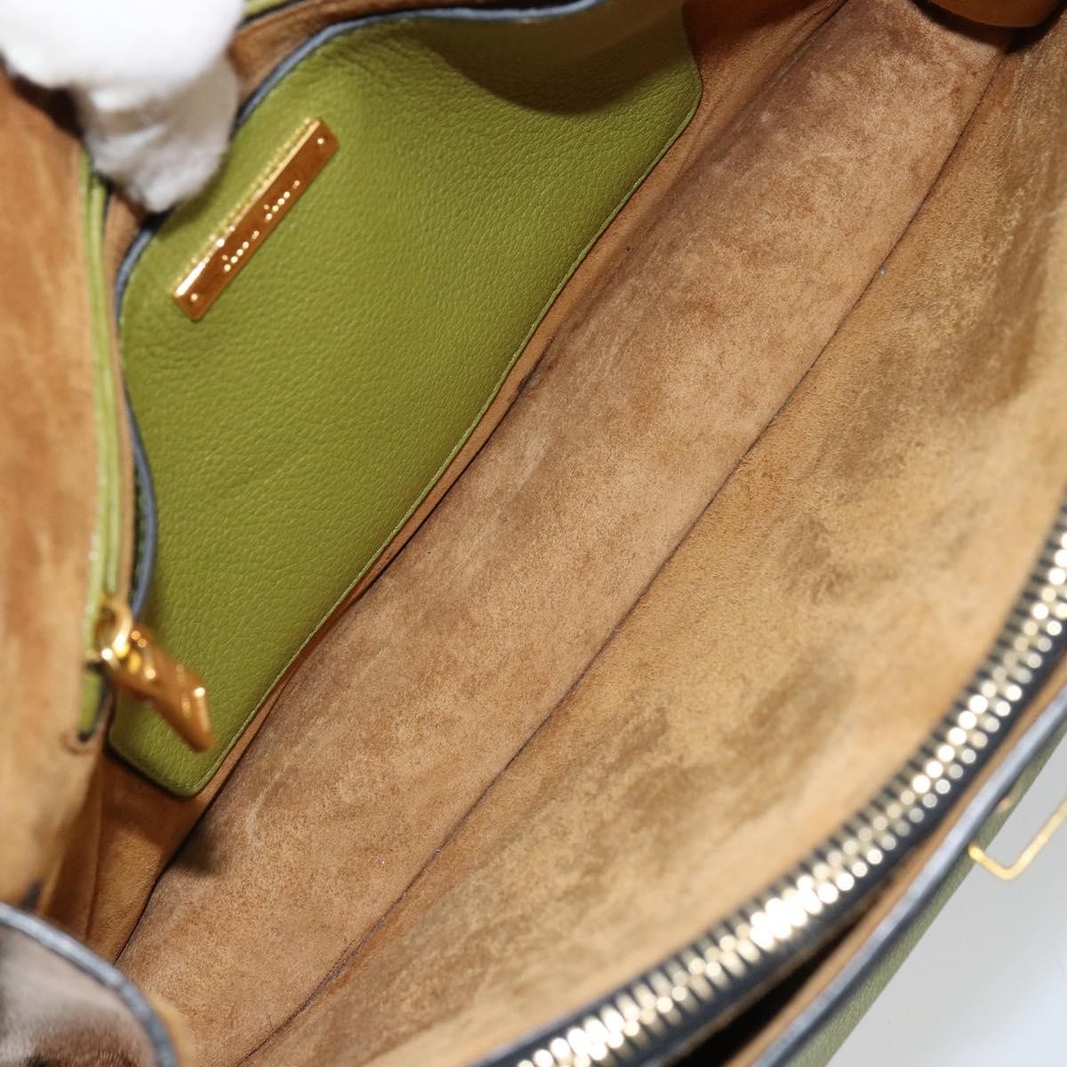 Miu Miu Madras Convertible Compartment Tote Leather, GREEN, LEATHER, Handbag