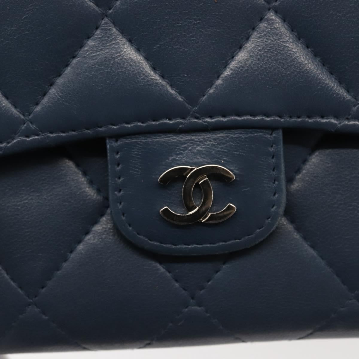 Chanel CC Gusset Classic Flap Wallet Quilted Lambskin, NAVY, LEATHER, Wallets