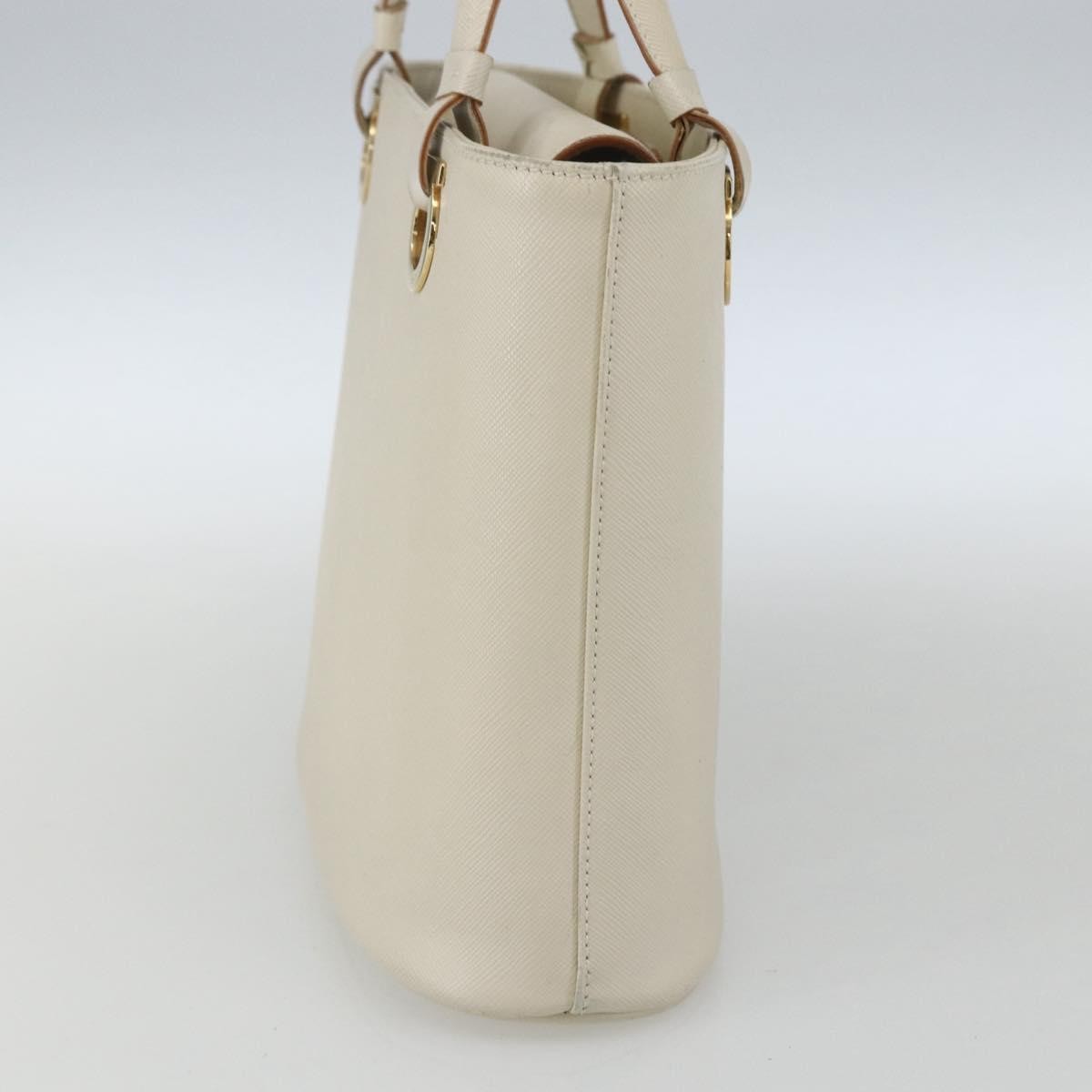 Salvatore Ferragamo Gancini handbag Leather, WHITE, LEATHER, Handbag