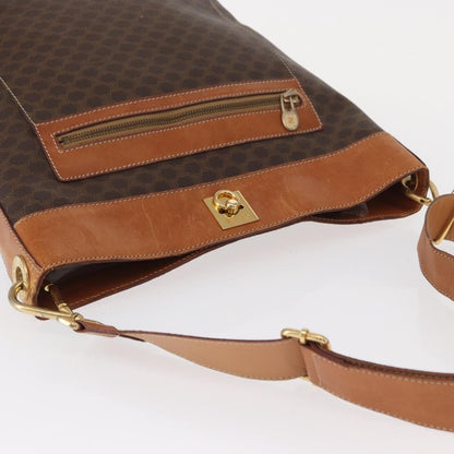 Celine Vintage Macadam Shoulder Bag Canvas and Leather, BROWN, CANVAS, Shoulder bag