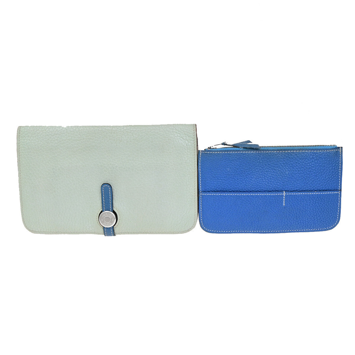 Hermes Bicolor Dogon Duo Combined Wallet Leather, BLUE, LEATHER, Wallets